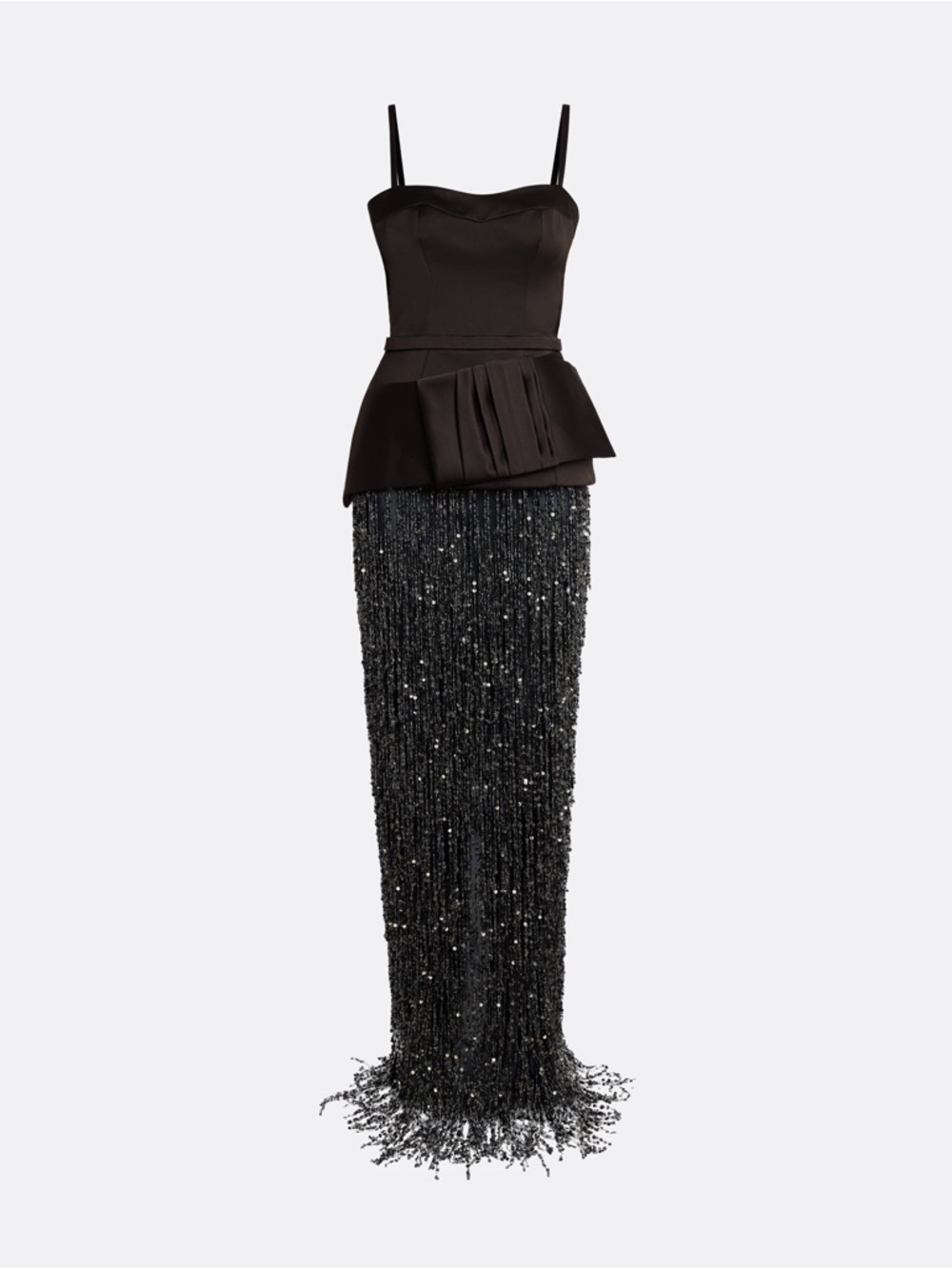 SAFIYAA SORAI LONG DRESS IN PEAT BROWN ON BLACK